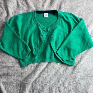 Cabi Women’s Y2K Green Cropped Cardigan Shrug Cover Up Size Small